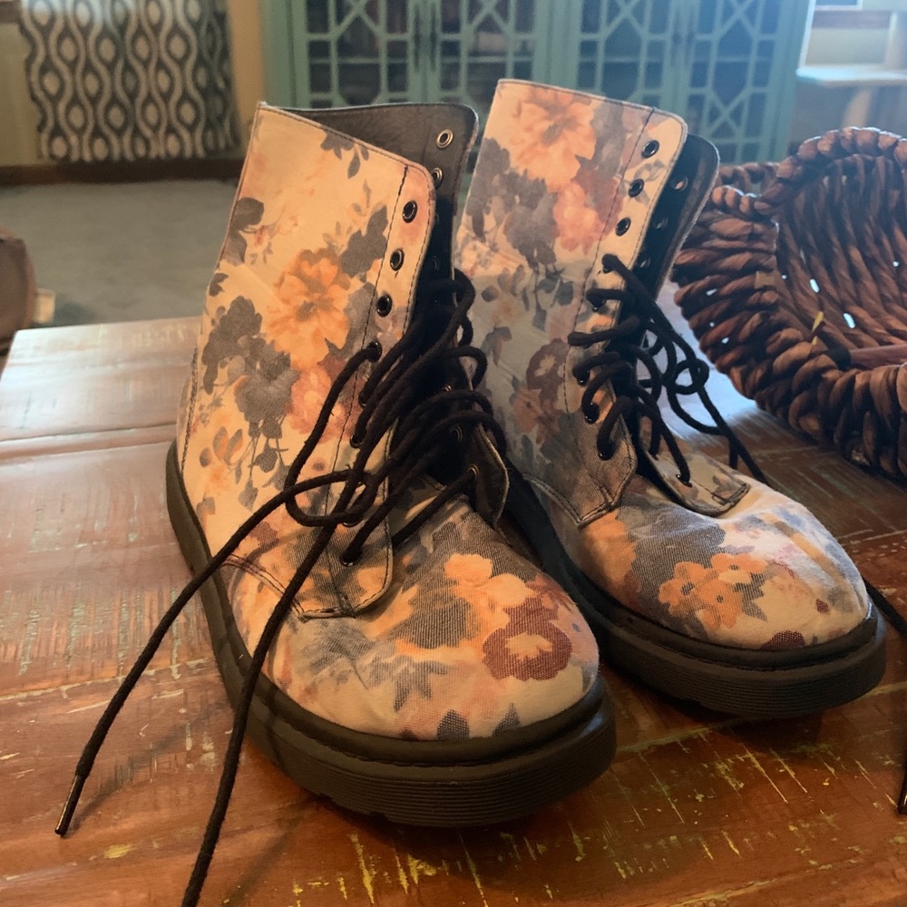 Floral combat boots